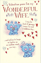 Cute Teddy Bear Wife Valentine's Day Card